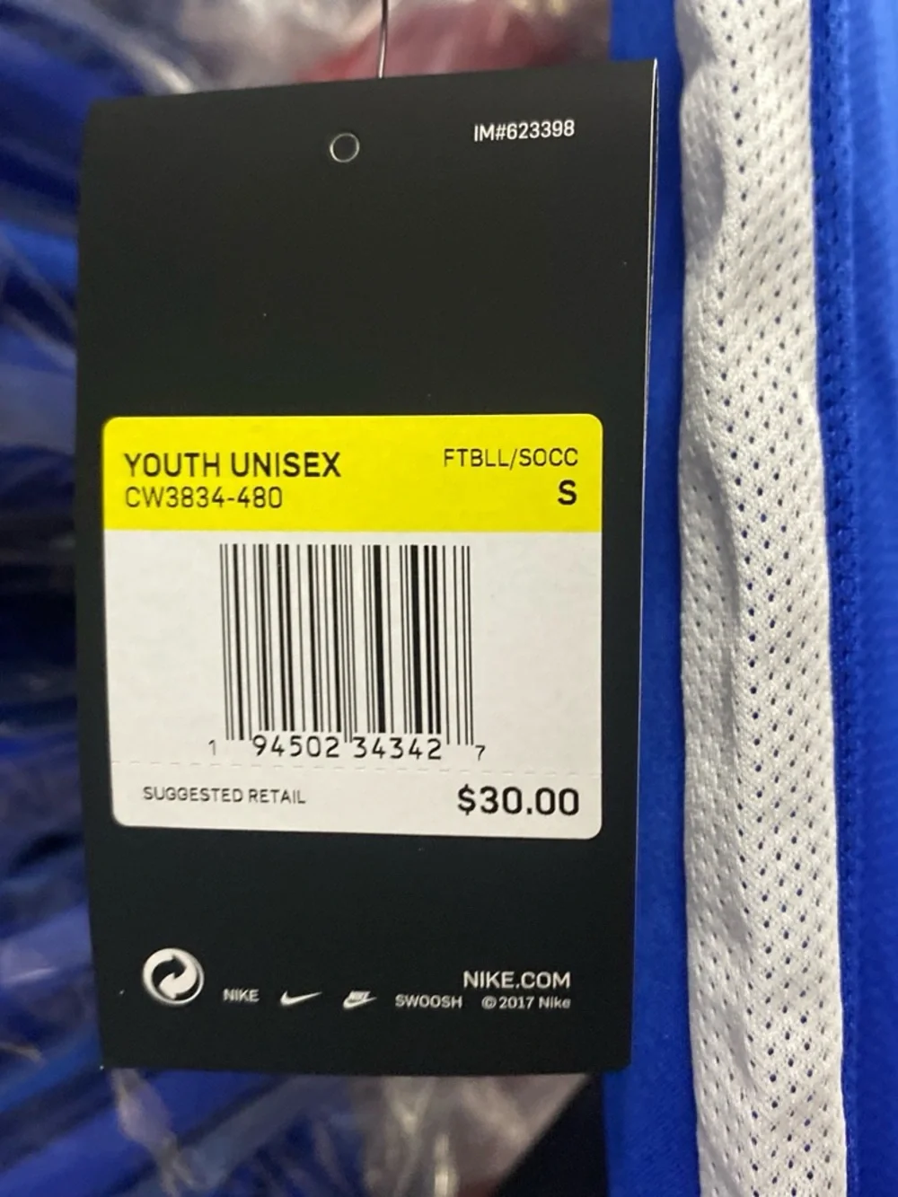 Nike Derby III Soccer Jersey NWT Kids Small Blue/White DRI-FIT CW3834-480